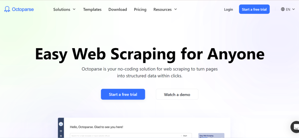 Octoparse web scraping tools in 2024